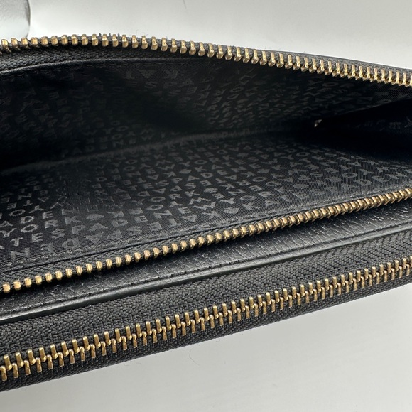 Kate Spade Black Textured Double Zipper Wristlet Wallet Phone Holder - Picture 5 of 8